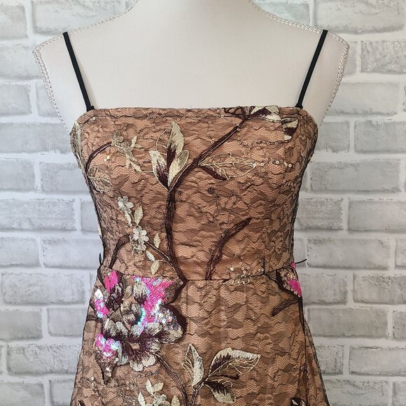 Free People Last Call Embellished Beaded Shimmer Lace Mini Dress XS Fairy Femini - Picture 2 of 10